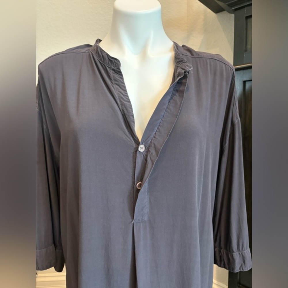 CP Shades Long Tunic Lagenlook 1/4 Button Blouse Shirt Women's Size Small Slate - Picture 5 of 9